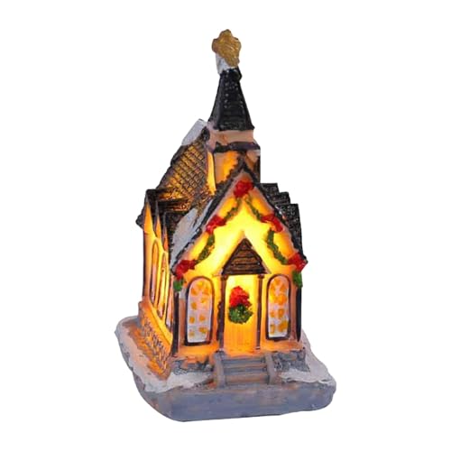 Casas de pueblo de Navidad LED – Figuras de cabaña en miniatura con luces LED, exhibición de ciudad de Navidad en miniatura iluminada | Figuras eléctricas de temporada de casa de aldea, figura LED de