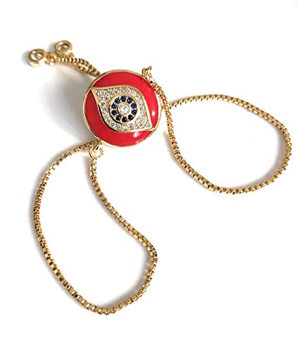 Sifrimania Red Evil Eye Adjustable Sliding Bead Bolo Bracelet Lucky Charms Jewelry For Women Of All Ages (Enamel) #TOP21
