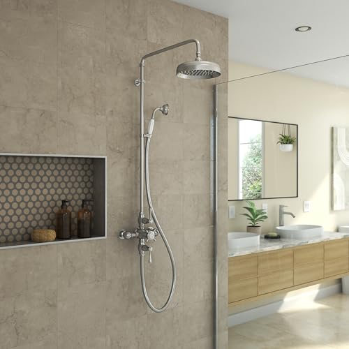 Image of Abbey 10 x 22 Shower Faucet Set with Handshower, Brushed Nickel