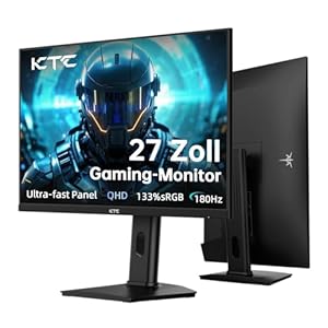 KTC Gaming Monitor 27 Zoll, 2K@180Hz / 144Hz 1440P Monitor mit Fast-IPS Panel, 1ms GtG, HDR 400, Adaptive Sync, 450 cd/m² Helligkeit, HDMI 2.0 x 2, DisplayPort 1.4 x 1, Heben und Drehen unterstützen