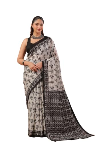 Image of TAMAIRA FASHION Mulmul Pure Cotton Saree For Woman Floral Batik Printed|Office Wear Daily Wear Sarees For Women Without Blouse Piece(Available in 18 Colours)