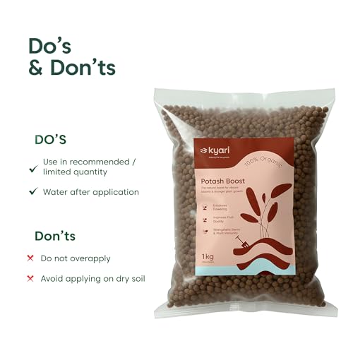 Image of Kyari Potash Boost Organic Fertilizer for Flowering & Fruiting Plants - Natural Plant Food for Hibiscus, Rose, Tomato, Citrus - Home Garden Bloom Booster - 100% Natural for Plant Parents
