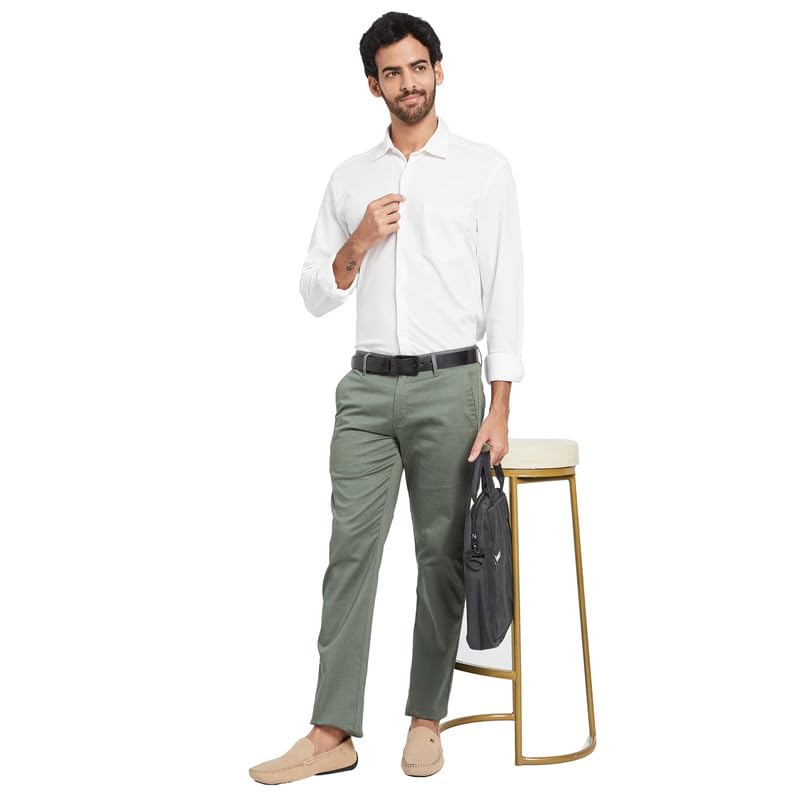 Image of Octave Men Regular Fit Mid Rise Cotton Formal Trousers