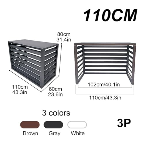 Clôture de climatisation en aluminium gris 110 cm avec couvercle