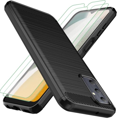 Osophter for Samsung Galaxy A05S Case: With 2pcs Screen Protector Shock-Absorption Flexible TPU Rubber Protective Cell Phone Cover for Samsung A05S(UK-Black)