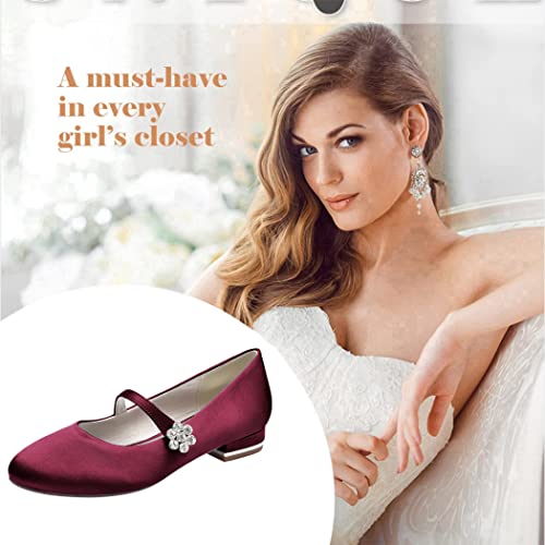 Women's Ballet Flats Soft Round Toe Rhinestone Wedding Ballerina Shoes Sparkly Comfort Slip on Flat Shoes for Women Classy Dress Shoes,Champagne,9 US3