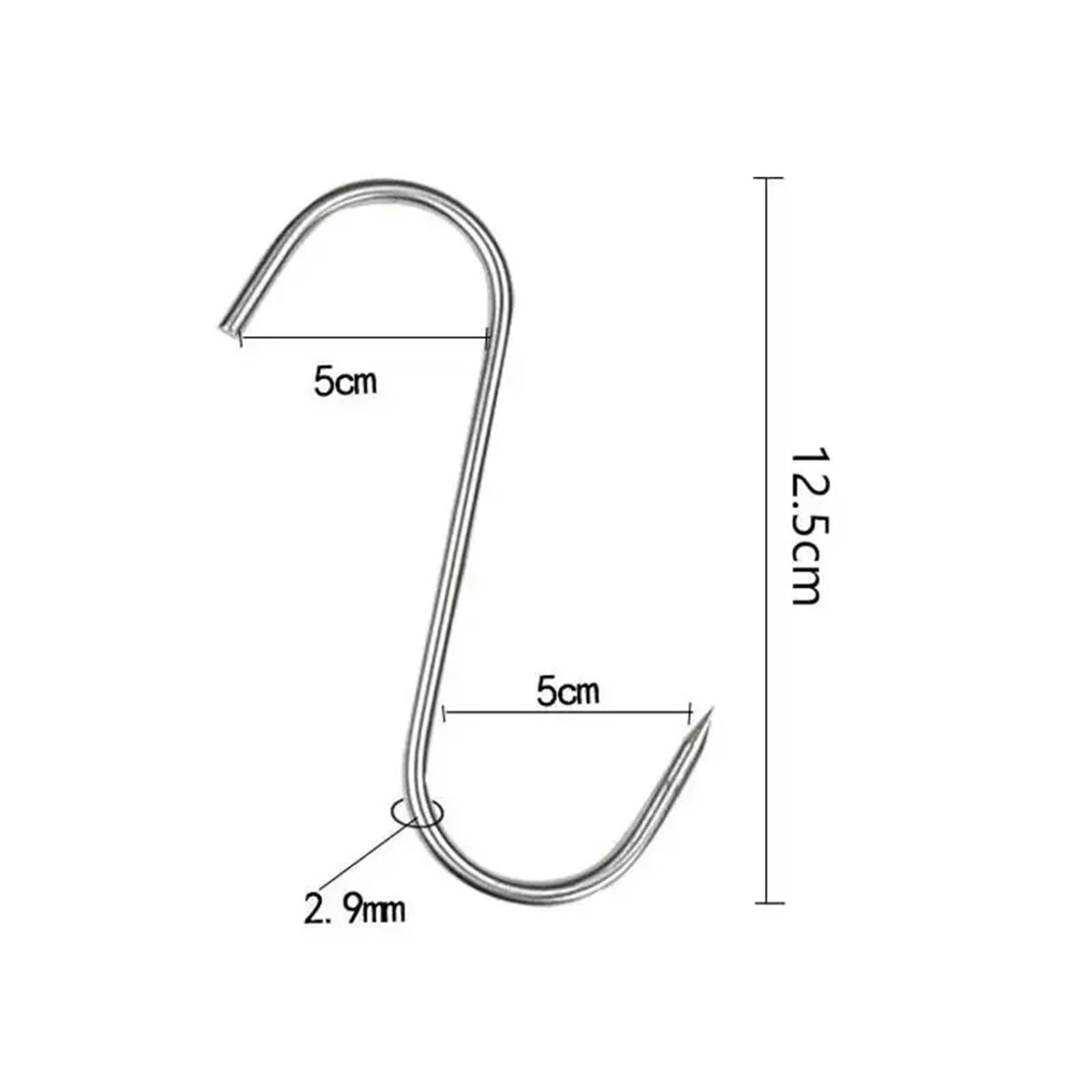 50 ganchos en forma de S de acero inoxidable con punta afilada for colgar ropa de carne, utensilios de cocina y carnicería. Para Carnes