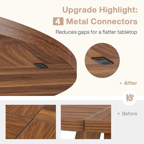Image of Tribesigns 47 inch Round Dining Table Wood Kitchen Table for Dining Room, 47 inch Dinner Room Tables for 4-6, Farmhouse Accent Furniture with Wooden Tabletop and Cross Base, Rustic Brown