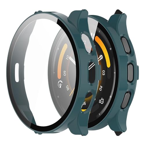 YAODLE For GARMIN Venu 3S カバー ガーミン Venu 3S ケース PC素材 ガーミン Venu 3S カバー ガラスフィルム一体型 全面保護 二重構造 防塵 日本旭硝子材 キズ防止 軽量(グリーン)