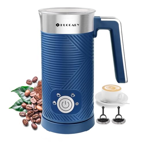 Huogary Mousseur à lait électrique, 4 en 1 en acier inoxydable, mousseur à lait et vapeur pour café, chauffe-lait pour latte, cappuccinos, macchiato