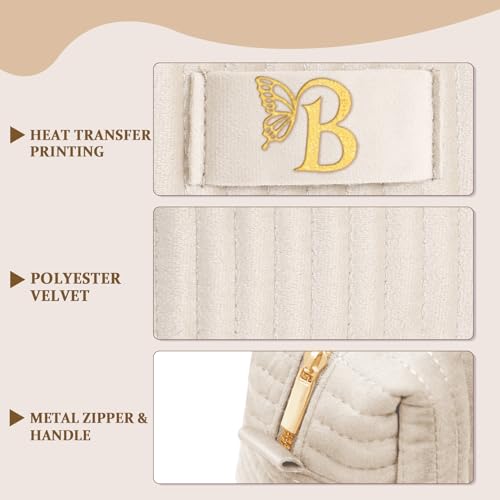 Image of COSHAYSOO Personalized Bridesmaid Proposal Gifts Initial Makeup Bag Letter B, Bachelorette Party Bridal Shower Maid of Honor Gift for Wedding, Monogrammed Cosmetic Pouch for Bride Mother