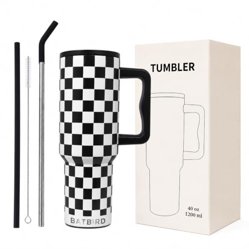 Image of Stainless Steel 1200 ml Vacuum Tumbler with Lid & Straw - Double‑Wall Insulated Cup for Travel, Gym & Office - Keeps Beverages Hot or Cold - 1.2 L Capacity (Black Checks)