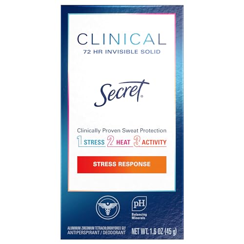 Secret Clinical Strength Antiperspirant and Deodorant Invisible Solid Stress Response 1.6 Oz (Pack of 3)
