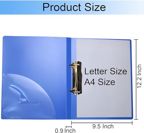Image of 2D Ring Binder File| Durable Polyethylene File Folder Document for Professional Use| Holds Upto 250 Sheets (Sky Blue, Pack of 4)