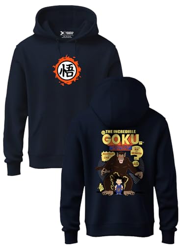 Image of XENOVAURBAN Anime Hoodie | Unisex Fit Cotton Fleece | Graphic Printed Pullover Hooded Sweatshirt - HOPU-FB-DBZ-NVY-XL