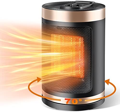 Portable Electric Space Heater with 70° Oscillation & Upgraded 9-Blade, 1500W/750W Quiet Small Space Heaters with Tip-Over & Over-Heat Protection for Office Room Desk Indoor Use