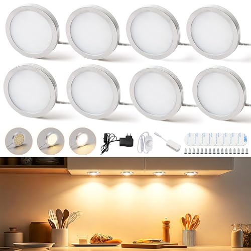Luz cálida regulable 3000k LED para vitrina y bajo armario Lightess de 8uds