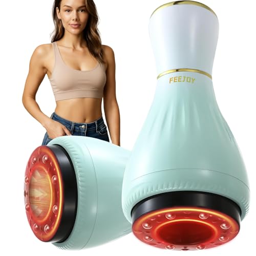 FEEJOY Electric Lymphatic Drainage Massager with Pulse Therapy & Heat – 12-Level Cupping Massage Device for Cellulite Reduction, Body Sculpting, Deep Tissue Pain Relief & Muscle Recovery, Green