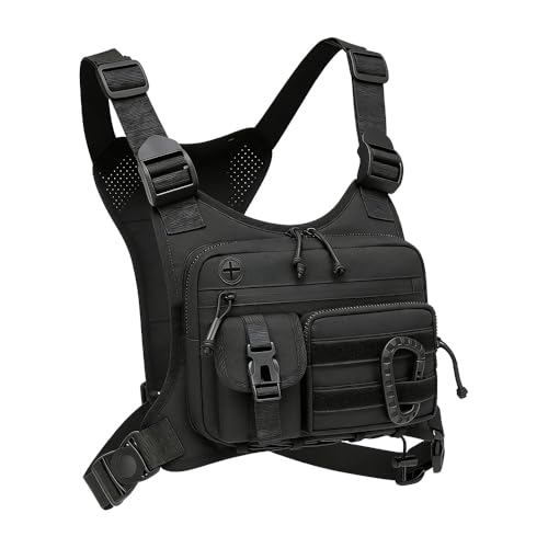 UMCHU 1 Pieza Bolsa de Pecho para Correr al Aire Libre, Bolsa de Pecho para Hombre, Mochila Correr, Correa Ajustable, Mochila Deportiva, para Correr,Ciclismo,Senderismo, para Hombres y Mujeres (Negro)