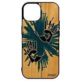 utaupia Cover in legno a mano per iPhone 15 Silicone motivo blu hipster 256 GB uomo vernice Case Smartphone Trace de Impronte Due