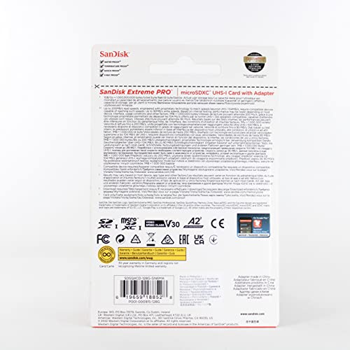 SanDisk CARTÃO DE MEMÓRIA MICRO SD 128GB EXTREME PRO 170-90MB U3 C/ADAP (SDSQXCY-128G-GN6MA), Preto/
