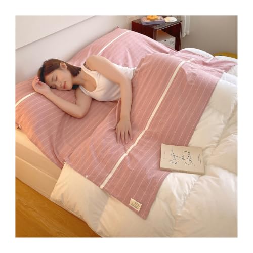 Saco de dormir con forro de algodón lavado, 5 tamaños, sábanas de viaje compactas for hotel, albergue, saco de dormir for adultos, for acampar, mochilero, cómodo y transpirable(Pink,120x210cm-47x82')