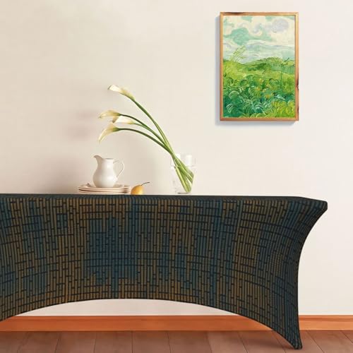 Nappe rectangulaire élastique anti-vent motif code de programmation pour table de bureau - 7