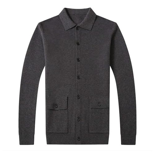 Flygo Men's Casual Lapel Slim Long Sleeve Button Down Knitted Cardigan Sweaters3