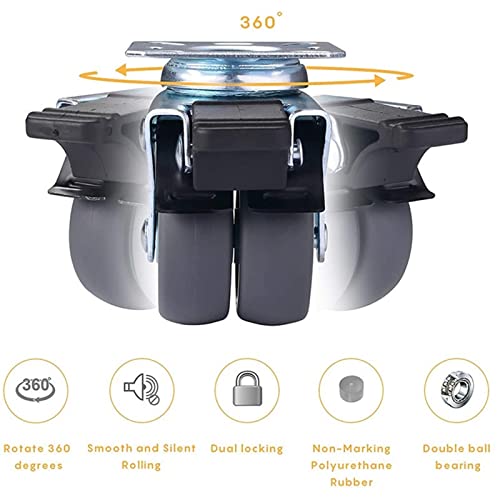 Roulettes pivotantes de 5 cm lot de 4 kit de roue caoutchouc avec frein pour chariot établi