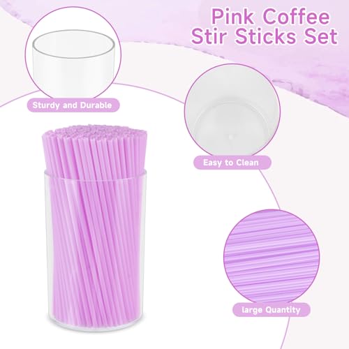 image for DLUGOPIS 500 Pcs Lavender Purple Coffee Stir Sticks Set Lilac Purple C
