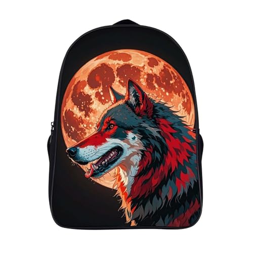 Red Moon Outdoor Wolf Backpack Large Capacity, 16 Inch Laptop Backpack with 2 Compartment, Ergonomic Heavy Duty Travel Bag for Men & Women