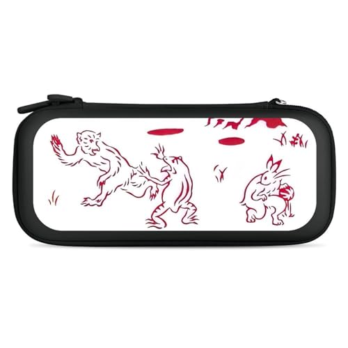 鳥獣戯画 Switch 有機el ケース ハードケース コントローラー 保護カバー SWITCH 対応 大容量 Switch用キャリーケース Switch収納バッグ ゲーム機収納袋 防塵 防汚 15枚ゲームカード 耐衝撃 全面保護型 旅行用 キャリングセッ
