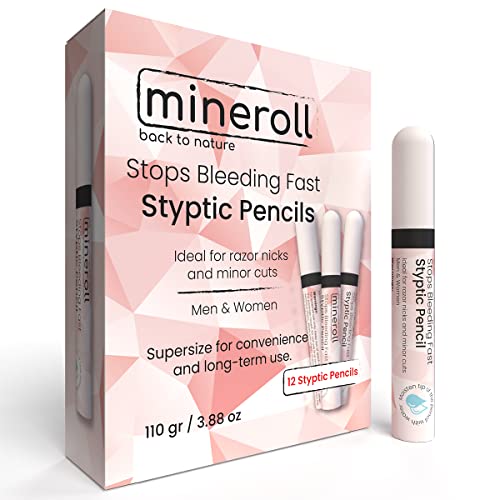 Mineroll Styptic Pens Accesorios de afeitado (12 bolígrafos) Detiene el sangrado rápido para...