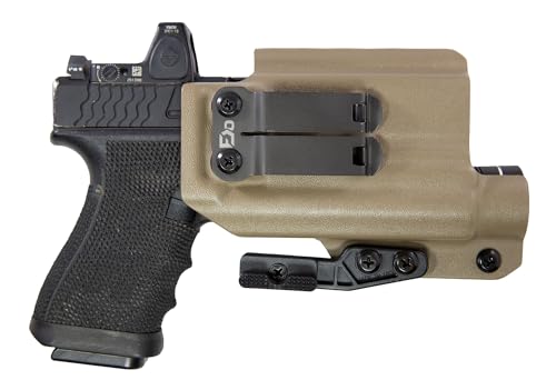 FDO Industries IWB Lightbearing Kydex Holster Compatible with Glock 19 23 32 w/ TLR1 Optic Cut with Claw & Discreet Carry Concepts 1.5" Metal Clip - Made in USA (FDE, G19 TLR1)
