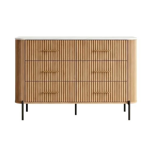 [en.casa] Komoda Kokunse z 6 szufladami 120 x 42 x 78 cm imitacja dębu