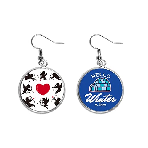 Pendientes de gota Cupido con acabado de hielo y corazón rojo