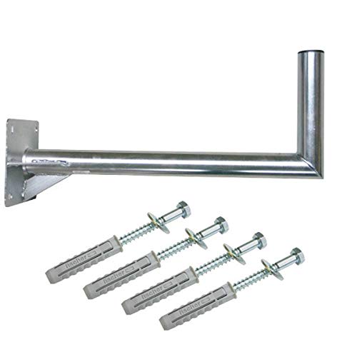 60cm Wandhalter Stahl verzinkt SAT Antenne Wandhalterung Wand Montage Halter Wandabstand 60 cm mit Verstrebung + Fischer Schraubensatz für