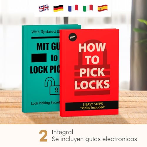 LOCK COWBOY Juego de 30 Herramientas para Abre Candados - Abrir Cerraduras Incluye 3 Cerraduras Práctica Transparentes y Herramientas del Tamaño de una Tarjeta de Crédito - Instrucciones Incluidas