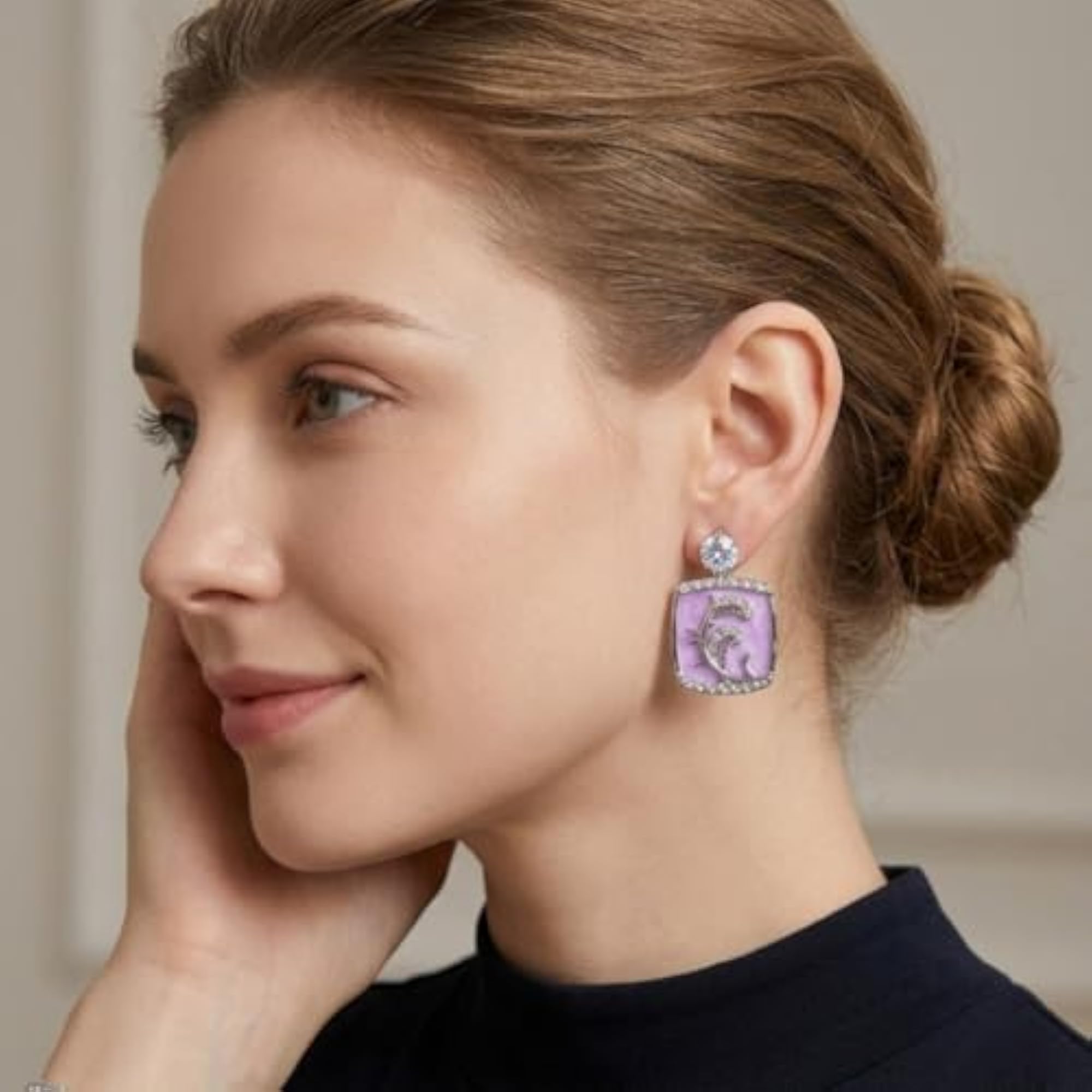 Sparkling American Diamond Purple Drop Earrings