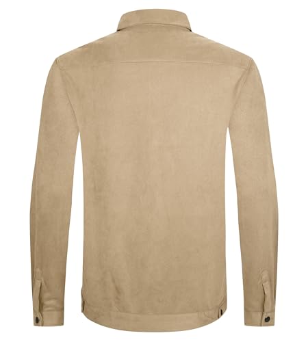 Alex Vando Mens Suede Shirt Jackets Long Sleeve Two Pockets Snap Casual Button Down Shirts