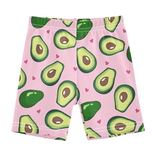 Cute Avocado Pink Hearts Girls Shorts Elastic Waist Sports Shorts Girls Leggings Pants for 4-10 Years