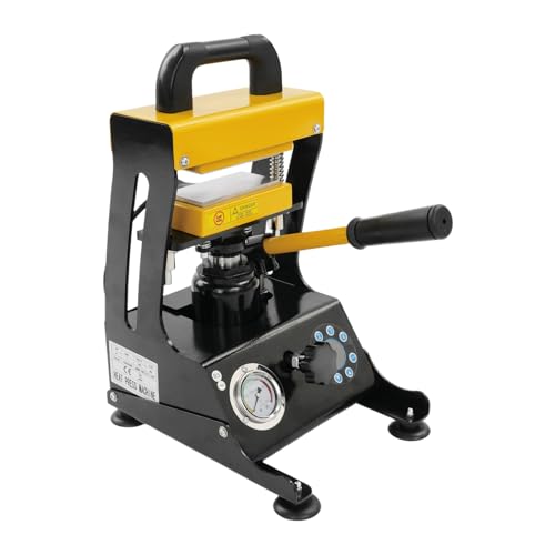 10 Ton Hydraulic Heat Press Machine, 900W Press Manual High Pressure Jack Heat Press 2.4 X 4.7in Dual Heat Plates & LCD Display Time Temp Controller Stamping Machine (Black&Yellow, 12.2*11*19.7in)