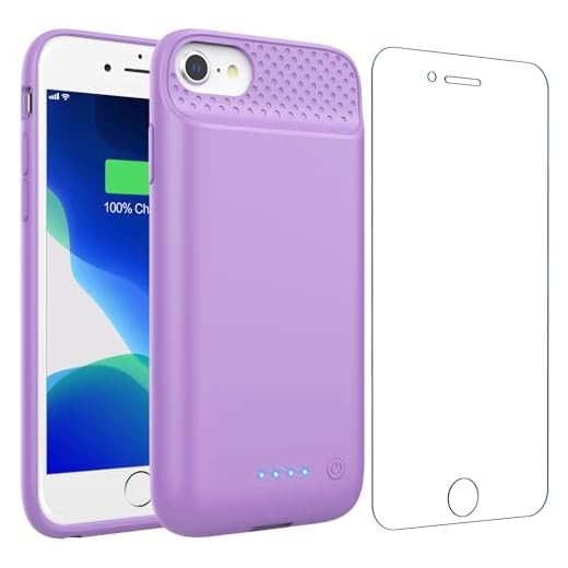 Feob Funda Batería para iPhone 8/7/6s/6/SE(2022/2020)【Delgado pero Potente】7000mAh Funda Cargador Portatil Ultra Capacidad Carcasa Batería Recargable Batería Externa para iPhone [4.7 Pulgadas]-Púrpura