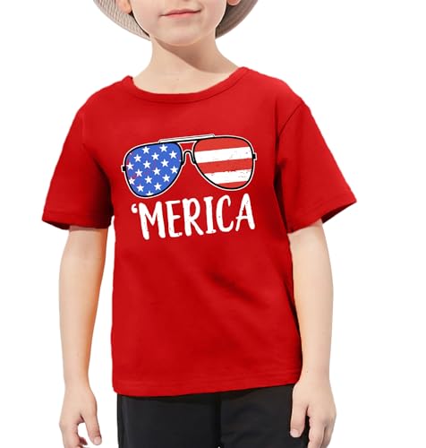 Toddler American Flag T-Shirt for Boys Girls Sunglass Graphic Tee 4th of July Shirt Kids Patriotic Tee Tops