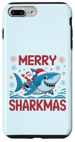 Merry Sharkmas AO[Z[^[ T^ CfBO V[N Cgt X}zP[X iPhone 7 Plus/8 Plus p
