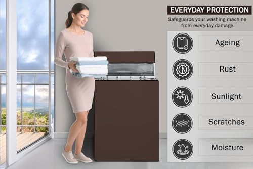 Image of Stylista Washing Machine Cover Compatible for Samsung 6.2 kg WA62M4100HY /TL Fully-Automatic Top Load Coffee