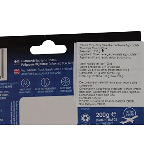 Candia Crop Griechische Schwarze Gesalzene Abgelassene - Throuba Oliven, 5er Pack x 200g (Ingesamt: 1 kg)