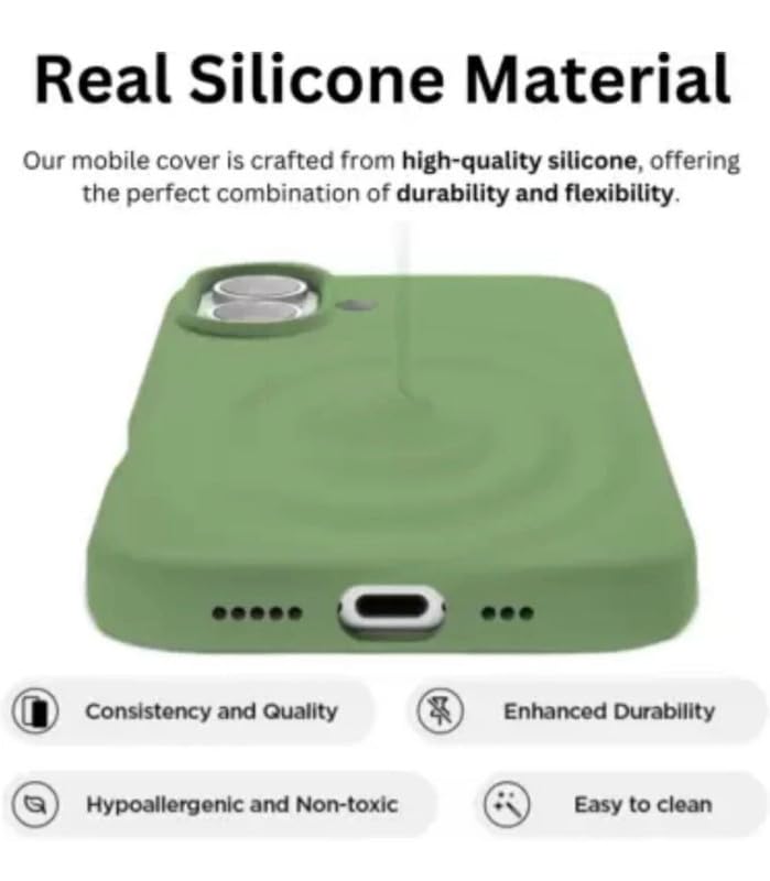 Image of Premium Liquid Silicone Case for iPhone 16 Plus - Slim Full Body Protective Back Cover with Soft Microfiber Lining, Anti-Slip Grip Scratch Resistant Phone Case (Pastel-Green)