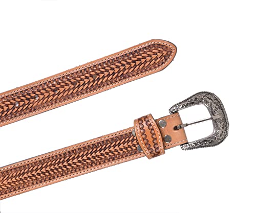 Western Beaded Genuine Leather Belt For Men and Women 30HQ1154