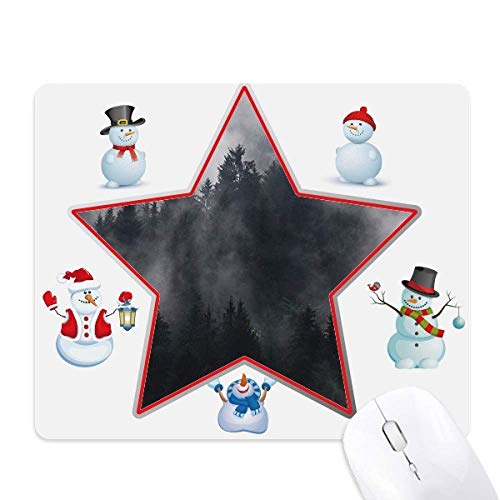 Tapis de souris brouillard montagne et bonhomme de neige étoile